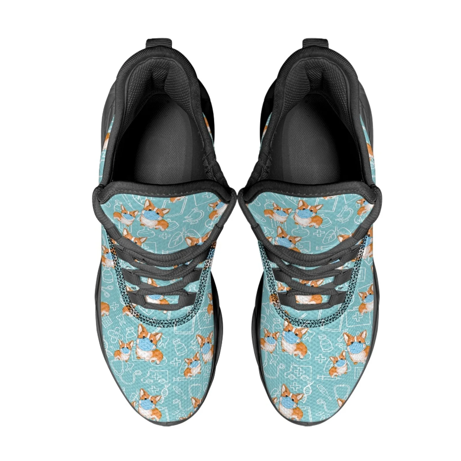 PENSTROLL Medical Corgi Print Running Shoes Mesh & EVA Athletic Footwear Durable Fashion Sneakers for Men