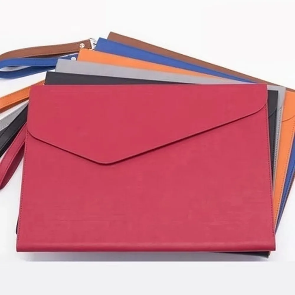 

Leather Leather Document Pouch Large Capacity With Handle Briefcase Buckle Pen Clip File Bag School Office/Data/Contract