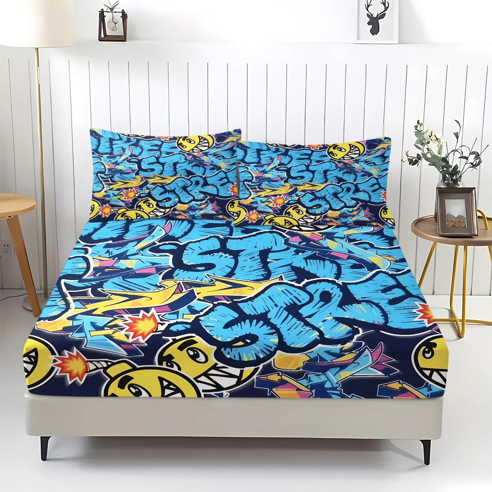 ชุดผ้าปูที่นอนลายกราฟฟิตี้พร้อ - Home Decor Emoji บทวิจารณ์และราคา