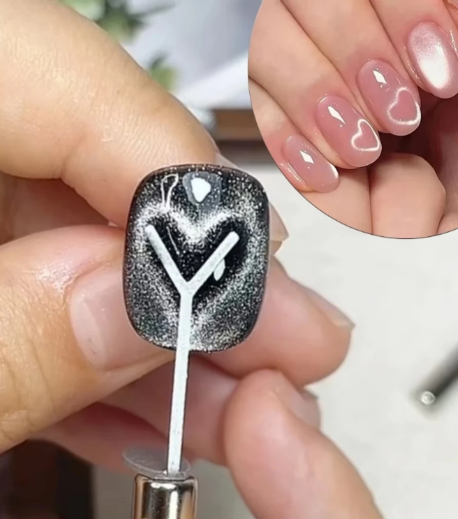 

1/2/4pcY-shaped Love Heart Magnetic Auxiliary Tool For Match with Nail Magnet Suck Cat Eye Heart Shapes Effect Nail Gel DIY Tool