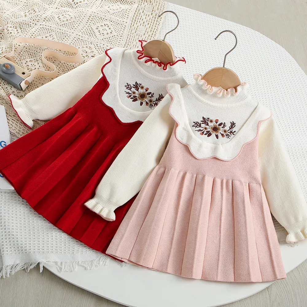 

Girls Knitted Dresses Spring Autumn 2025 Children Woolen Jersey Sweaters Dress For Baby Clothes Kids Princess Party Outfits 6Y