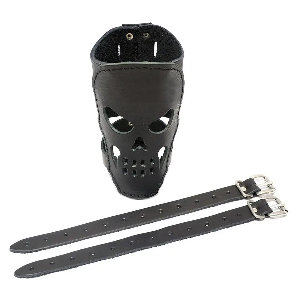 Motorcycle Cup Holder With Skull Pattern Outdoor Travel Portable PU Leather Universal Motorcycle Bicycle Drink Bottle Holder