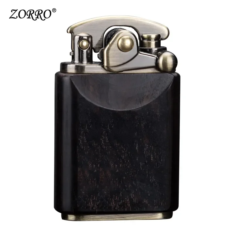 ZORRO Bronze Rocker Sandalwood Lighter Retro Rocker Kerosene Lighter Decompression Turntable Men\'s Collection Gift