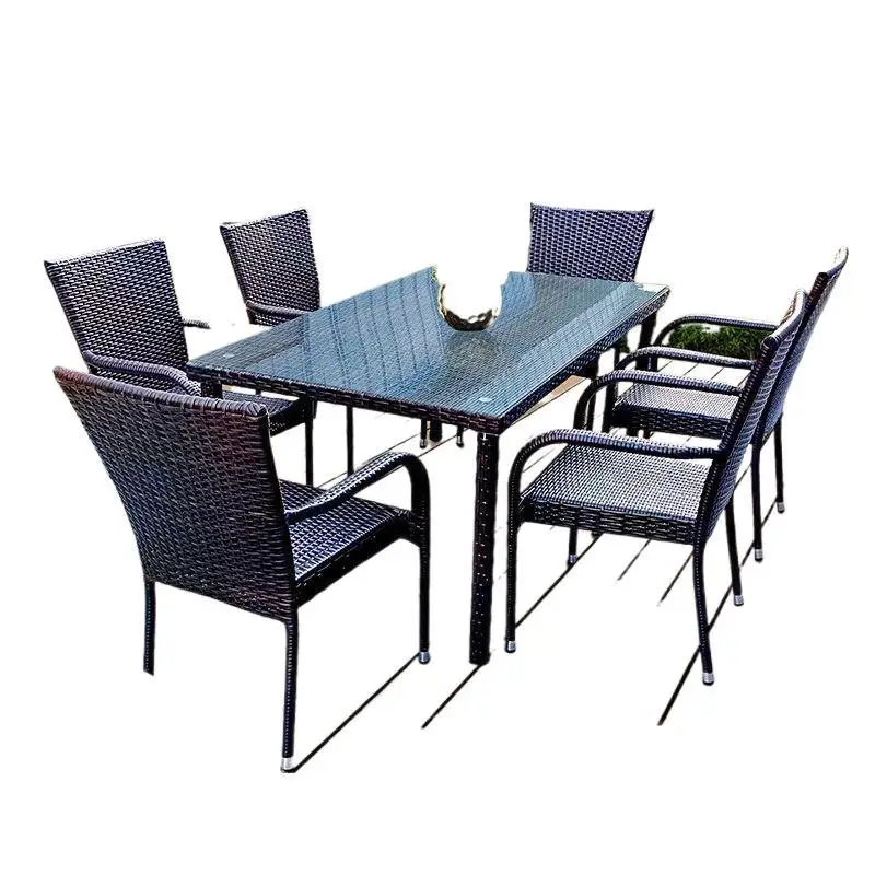 Outdoor rattan tables and chairs living room open-air courtyard table combination courtyard table and chairs family balcony tea