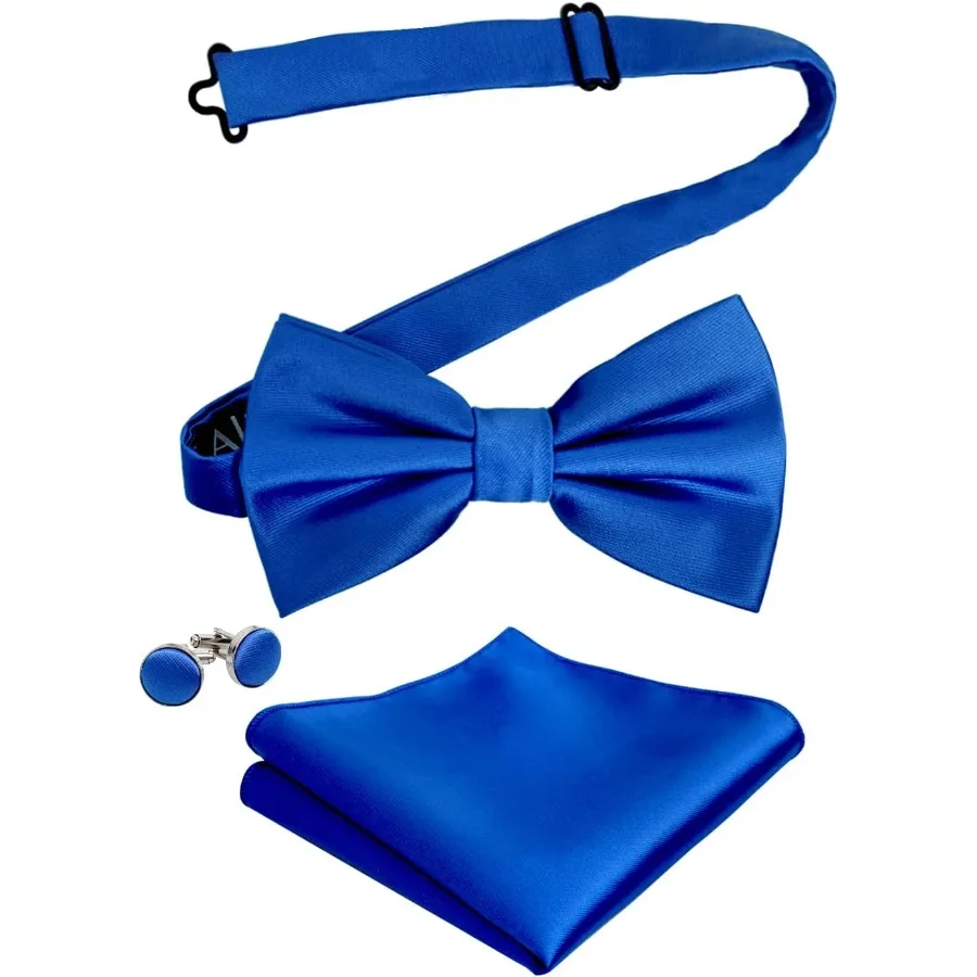 Conjunto formal masculino elegante, incluindo lenço de bolso com gravata borboleta e abotoaduras, perfeito para eventos BlackTie, casamentos e galas com