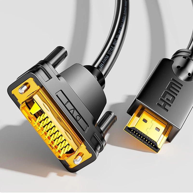

1.5M Connector DVI to HDMI Bidirectional Square Conversion Cable Game Computer Office Accessories Large Screen Display 4K Laptop