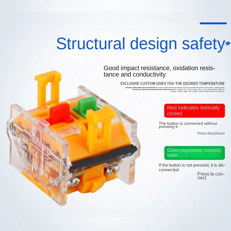 10pcs LA38/39 Button Switch Base Accessory Contact/head Two Normally Open/closed 1NO 1NC Red/Green