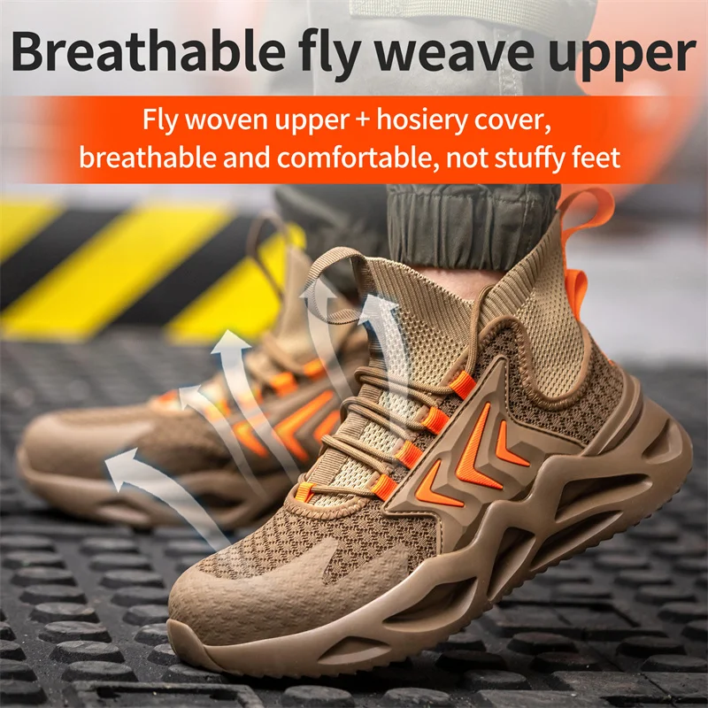 New 2022 Work Security Boots For Men Footwear Construction Male Sneakers Steel Toe Working Shoes Indestructible Safety Boots