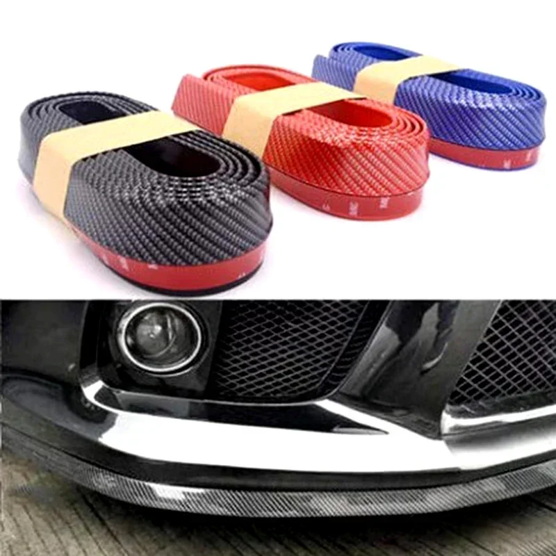 

Exterior Mouldings Auto Front Bumpers Anti Collision Strips Carbon Fiber Rubber Strip Car Front Bumper Lip Skirt Protector