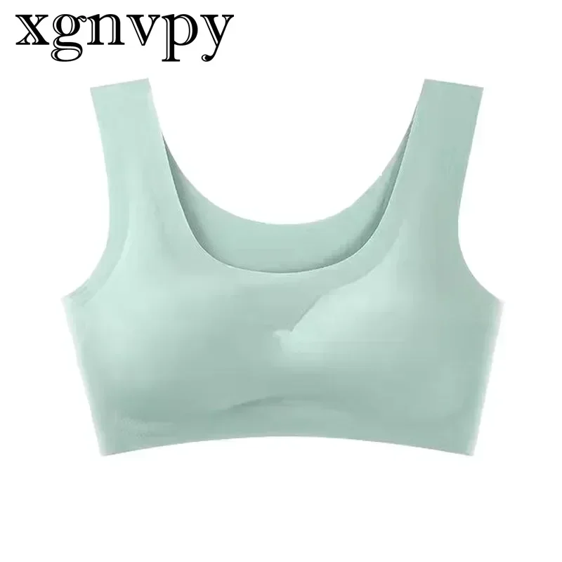 xgnvpy Explosive Non-trace Underwear Women's Yoga Sports Vest Non-underwire Hold Non-trace Sleep Ice Silk Bra Comfortable