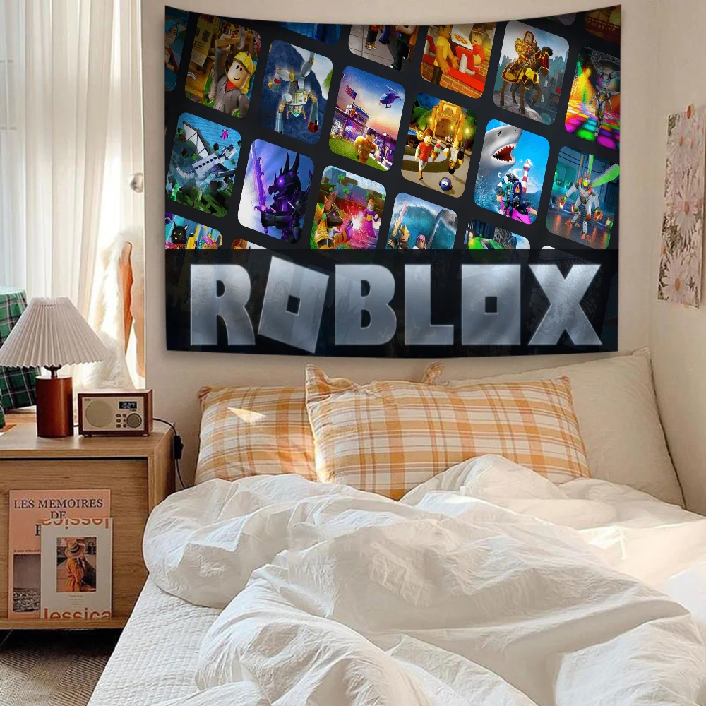 Game-R-Robloxs Cartoon Tapestry Hippie Flower Wall Carpets Dorm Decor Art Home Decor