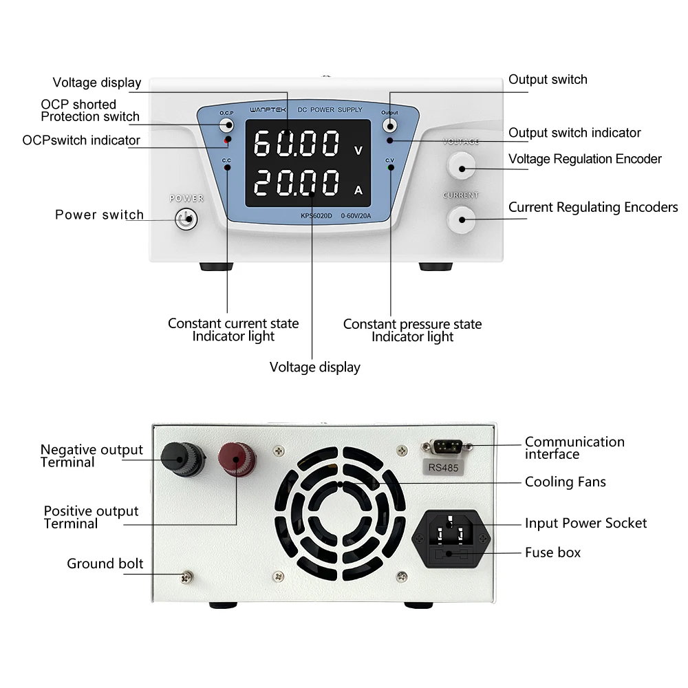 30V 60V 100V RS485/RS232 Lab Programmable Adjustable DC Power Supply Software Automatic Control Voltage Stabilizing Power Supply