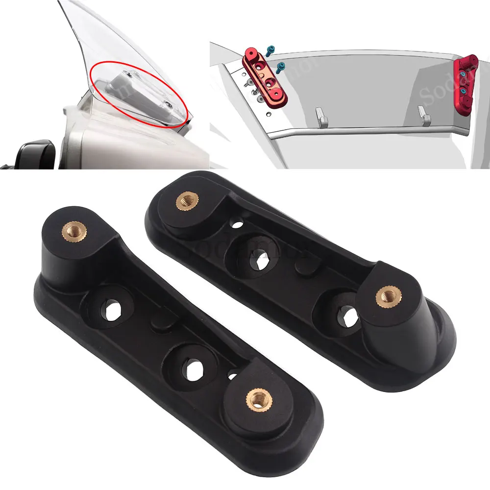 1 Pair Black Motorcycle Windshield Mount Bracket Support Windscreen Adjusters For Harley CVO Street Glide FLHXSE FLHX/I Models