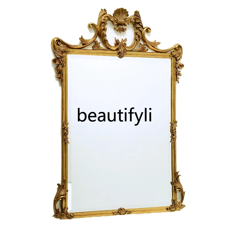 

European and American style living room entrance all copper with mirror large jewelry wall decoration high-end luxury