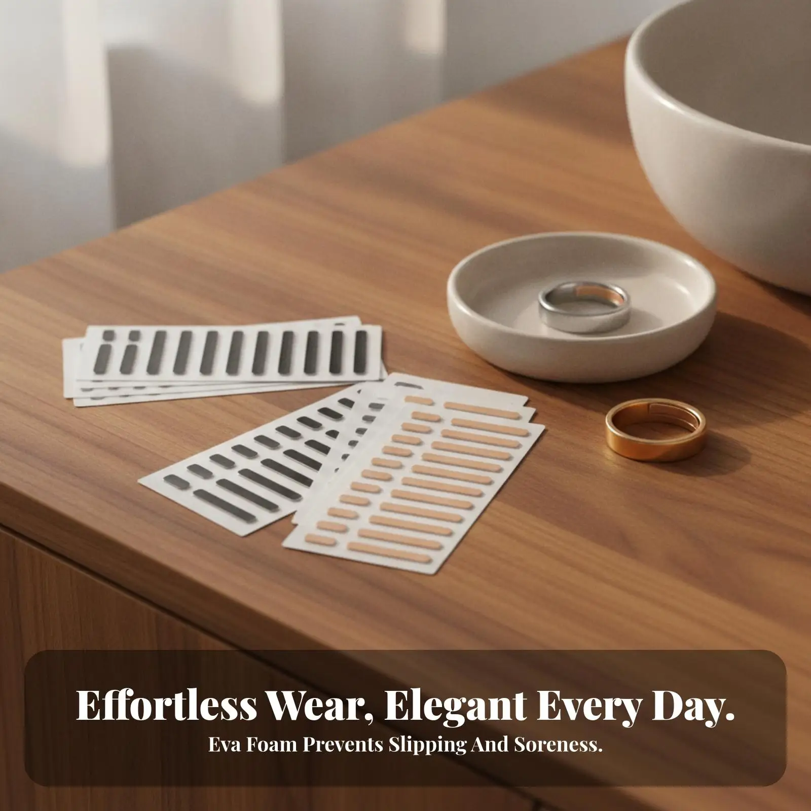 8 Pieces Band Sizing Pad Trim-to-Fit Band Size Adjuster with Adhesive Anti-Slip Skin-Friendly for Loose Rings, Everyday Wear