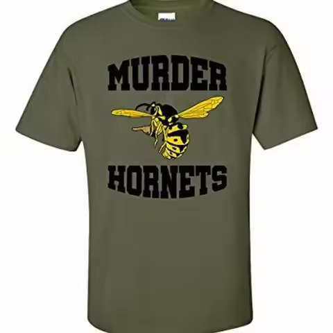 Funny Murder Hornets Unisex Adult Short Sleeve Tee Shirt Military