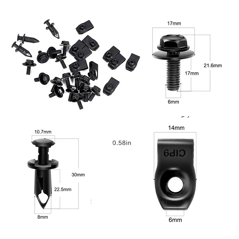 35Pcs car cover protective body bolt, bumper fender lining buckle, metal U-clip holder
