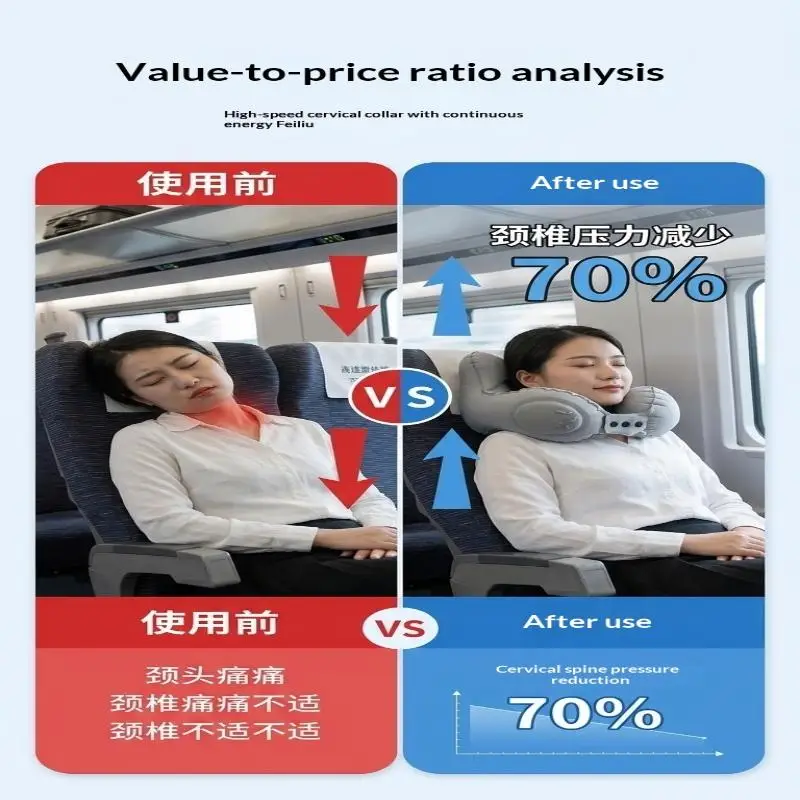 Hot Sale Portable Crown Inflatable U Neck Pillow Anti Tilt Headrest Soft Travel Sleeping Cushion For Driving Business Trip