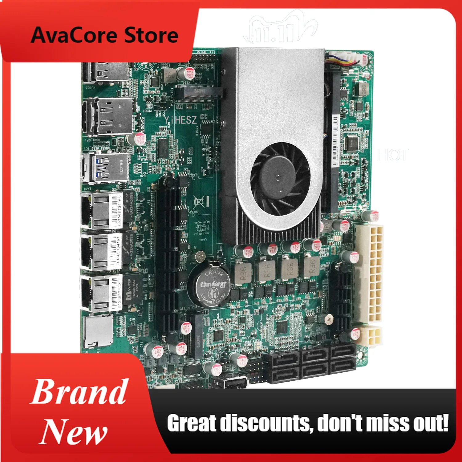 AvaCore6-Bays N150 NAS Motherboard 10G LAN Port DDR5 6 SATA 3.0 Intel I226 2.5G Mini ITX 17x17CM 2* M.2 With DP HDMI NAS Board