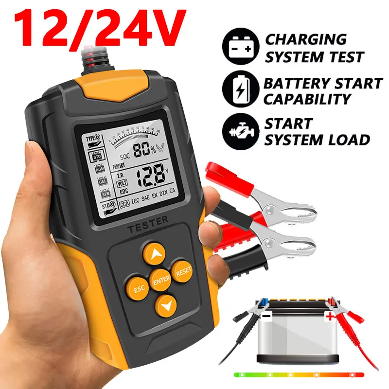 12V24V Car Battery Test Portable Professional Measuring Battery System Analyzer AGM Lead-Acid Batteries Auto Battery Examine