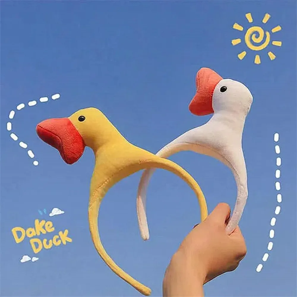 2pcs New Cartoon Duck Plush Headband Funny Hair Accessories Hair Band Yellow White Cute Animal Wash Face Tools for Fall & Winter