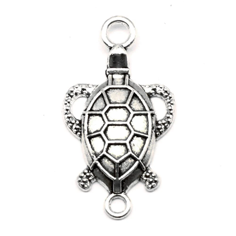 10pcs 16x29mm Turtle Connector Pendant Handmade Products Male Jewelry Antique Silver Color