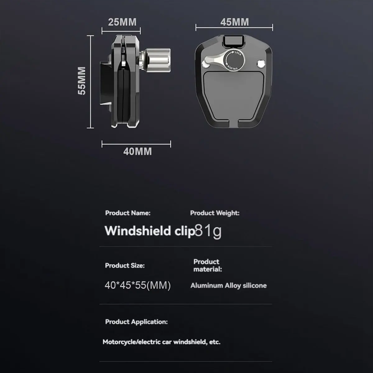 SWXF Motorcycle Windshield Clip Aluminum Alloy Mount for 12 X3 Action 3 4 Camera Accessories Style A