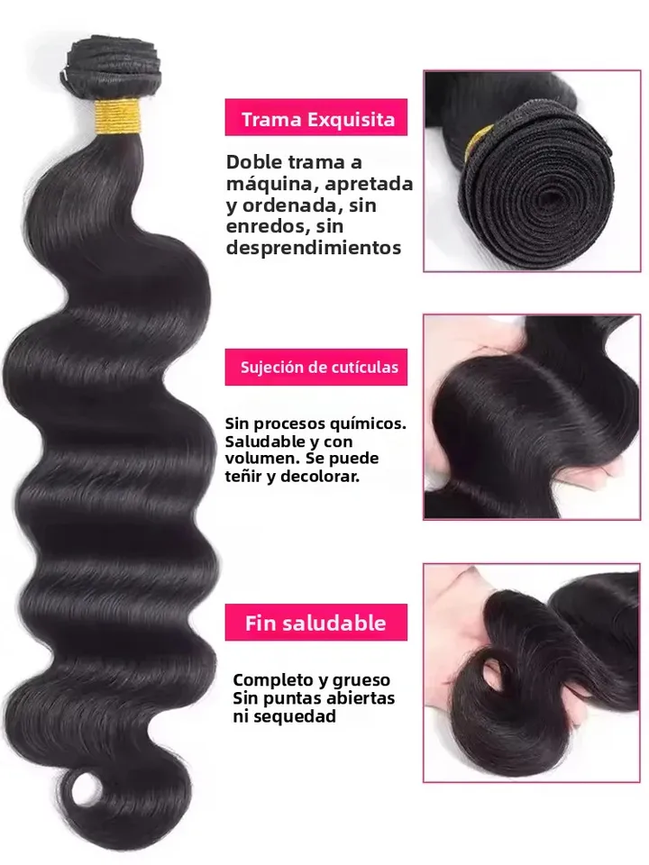 Extensión de cabello brasileño 100% humano Body Wave de 30 40 pulgadas, tejido suelto, 3 4 paquetes, negro natural virgen, crochet Tissage Remy 5