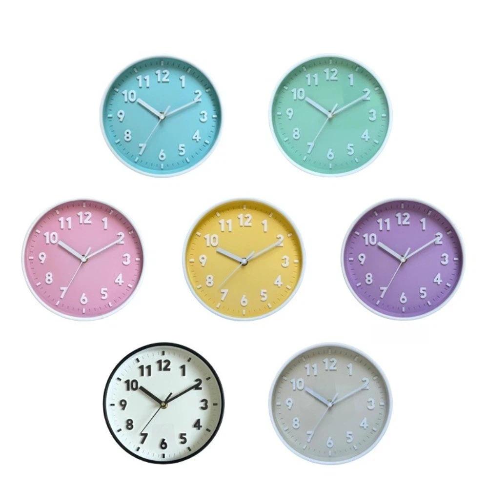 8 Inch 3D Number Wall Clock Wall Mounted Non-Ticking Silent Clocks Colorful Battery Operated Round Clocks Children