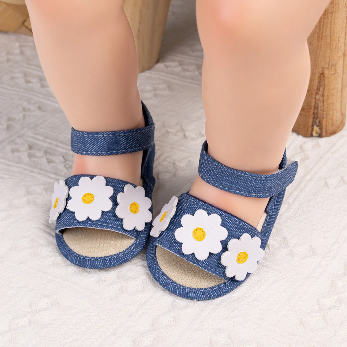 KIDSUN Open Toe Flats Summer Sandals Baby Girls Boys Princess Shoes Flower Toddler Soft Non-Slip First Walker Crib Shoes