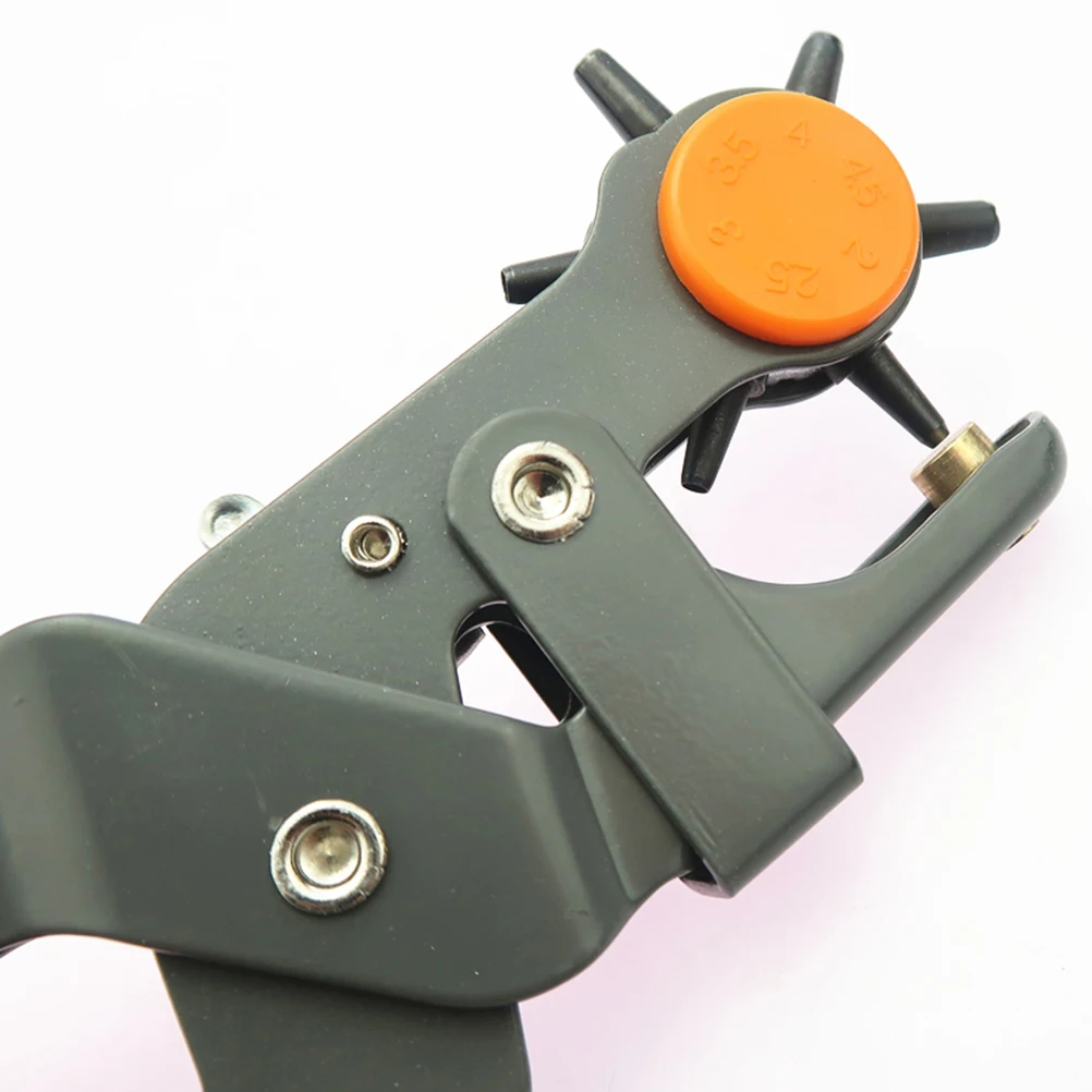 

6-in-1 Hole Punch Plier Carbon Steel Head Double Heat Treated Heavy Duty for Belt Rivet Eyelet DIY Craft Tool Revolving