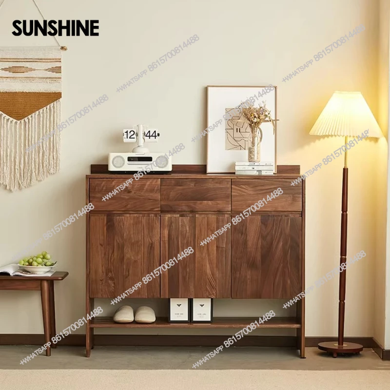 

Nordic solid wood storage cabinet large capacity living room home entrance cabinet