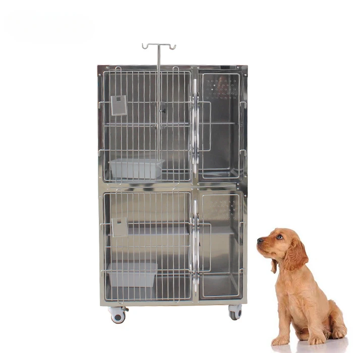 

N Animal Cages 2 Layers Veterinary Cat Cage Stainless Steel Pet Breeding Cage