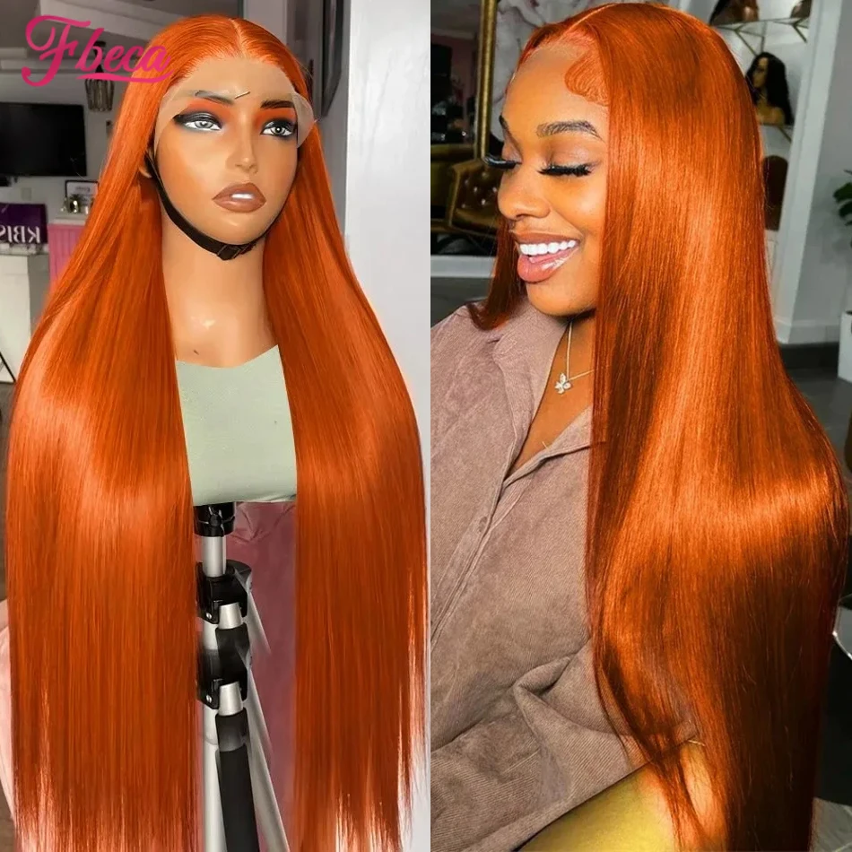 

Ginger Orange Lace Front Wigs Human Hair Straight 13x6 HD Lace Frontal Wigs Pre Plucked 13x4 Lace Front Wig For Women Remy Hair