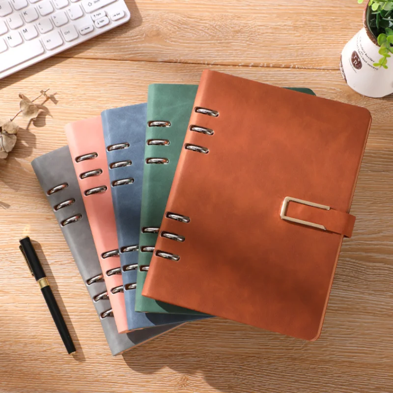 A5 Loose-leaf Notebook 6 Holes Color-Changing Leather Interchangeable Inner Leaf Notepad Office School Notebooks Stationery