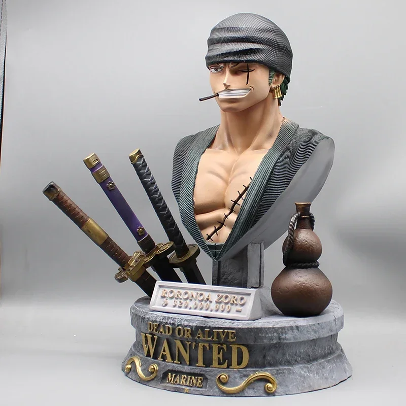 Anime One Piece Figures Bust Zoro Action Figure GK Roronoa Zoro Statue Three Knives Flagon Model Pvc Collection Birthday Gifts