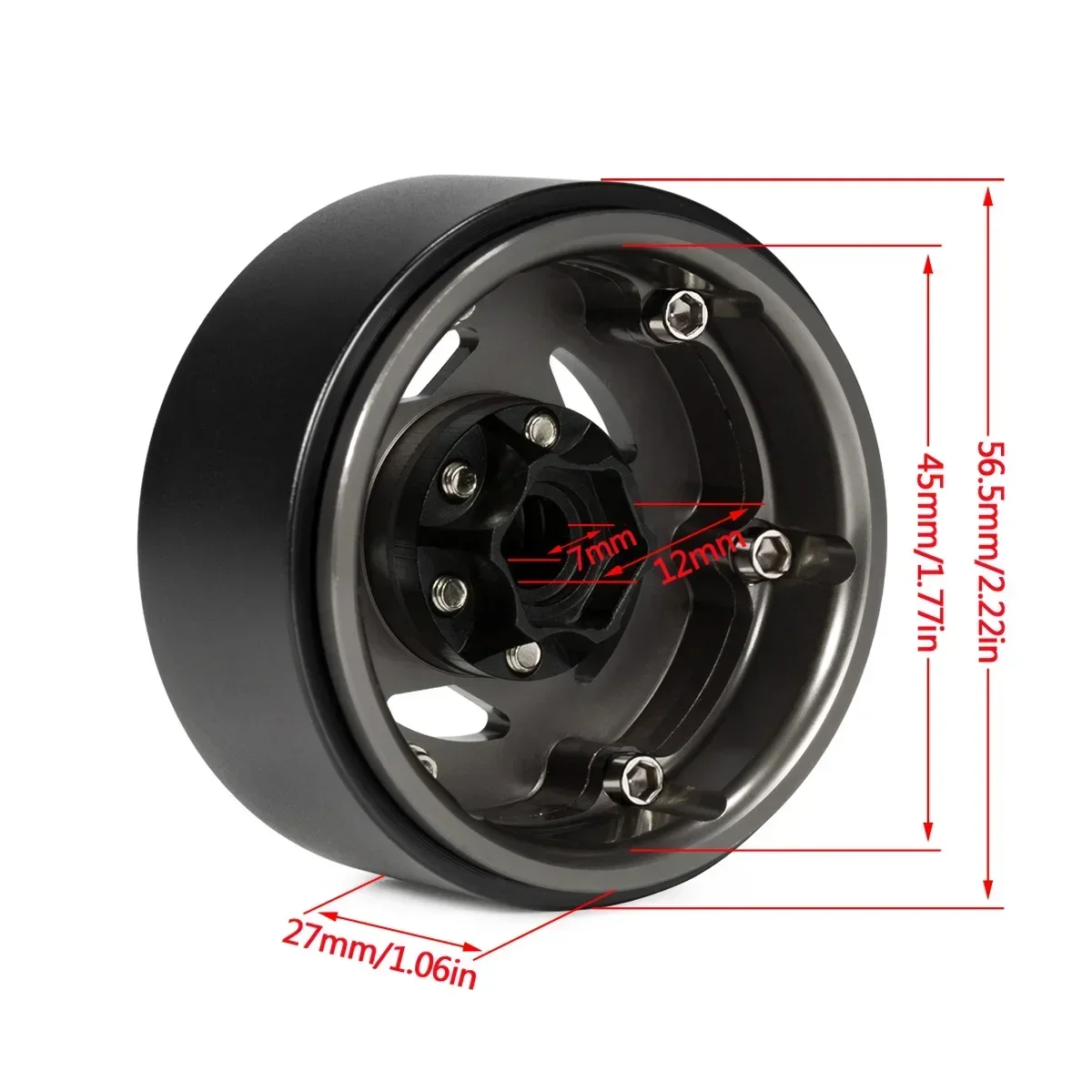 4Pcs/Set 1.9'' Beadlock Wheel Rims 5-Spoke Retro Hub for 1/10 RC Crawler Car SCX10 III TRX4 Capra VS4 10 CC01 TF2 D90 EX86190