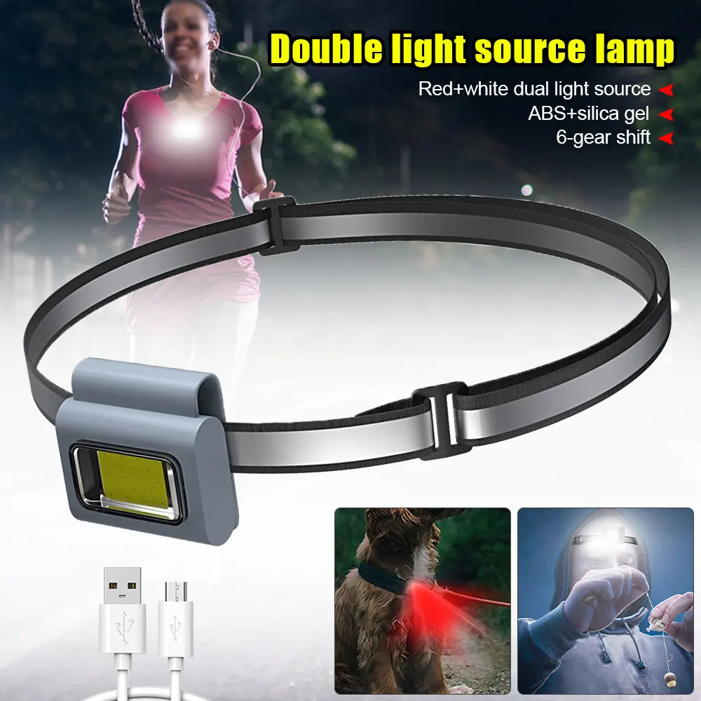 Multi-function LED Headlamp Running Chest Clip Lamp USB Rechargeable Collar Light Night Shoulder Safety Warning Light