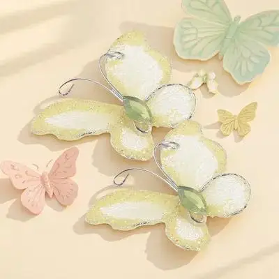 

50pcs Mesh Butterfly Decoration Pink Wired Glittering Garland Tulle Wedding Favors 3x3cm DIY Sewing Craft Supplies