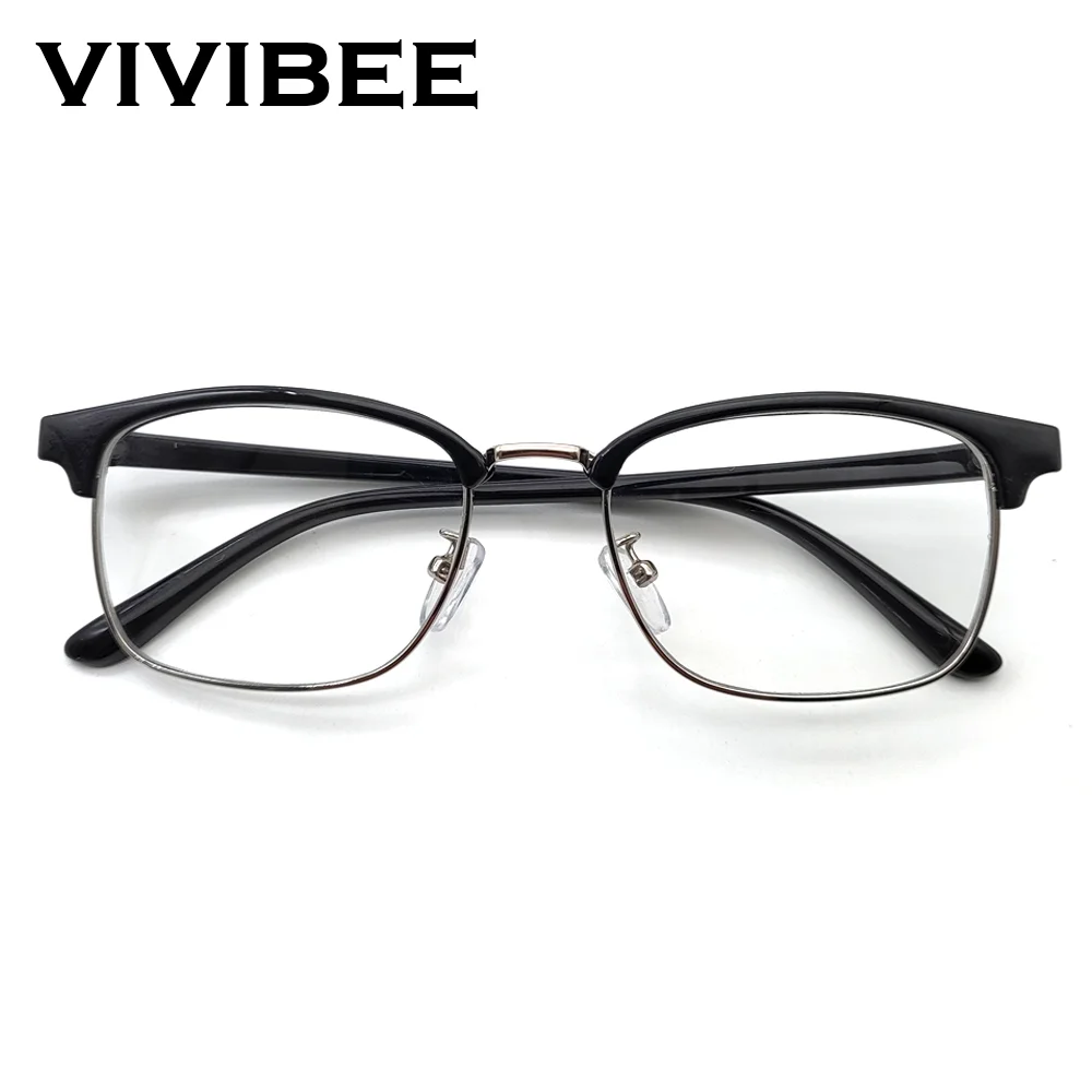 Blue Light Blocking Glasses Frame Men Computer Eyeglasses UV400 Black Semi Rimless Women Anti Bluelight Square Clear Goggles