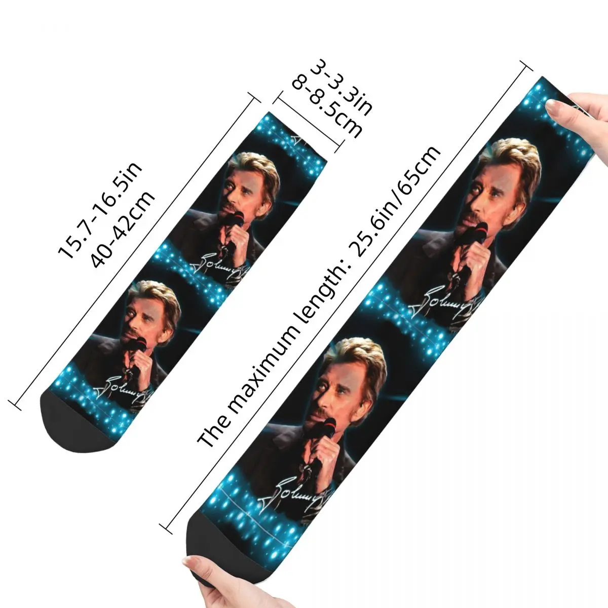 Tribute Johnny Hallyday French Rock Star Socks Male Mens Women Winter Stockings Polyester