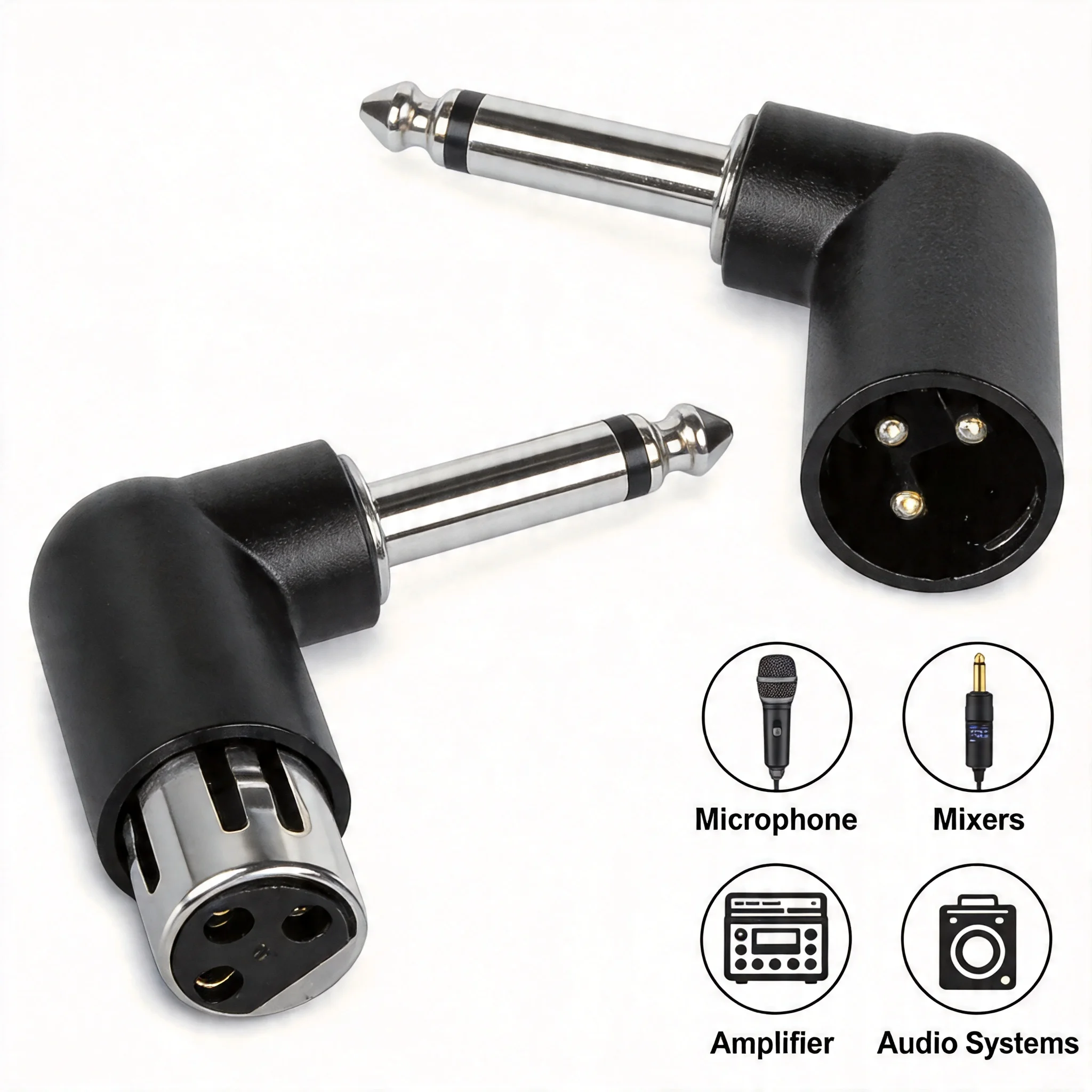 XLR Male to 6.35mm (1/4 Inch) Female Adapter - 3-Pin Balanced Audio Interface Connector, Ideal for Microphones, Audio Interfaces