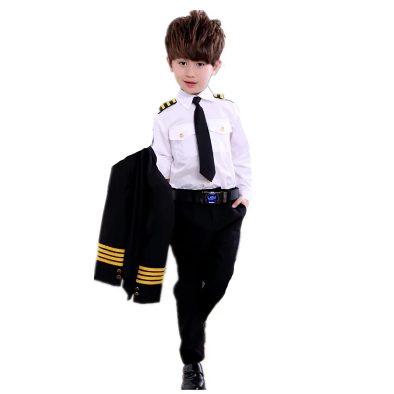 Kinderdag Pilot Uniform Stewardess Cosplay Halloween Kostuums voor Kinderen Vermomming Meisje Jongen Kapitein Vliegtuigen Fancy Kleding P