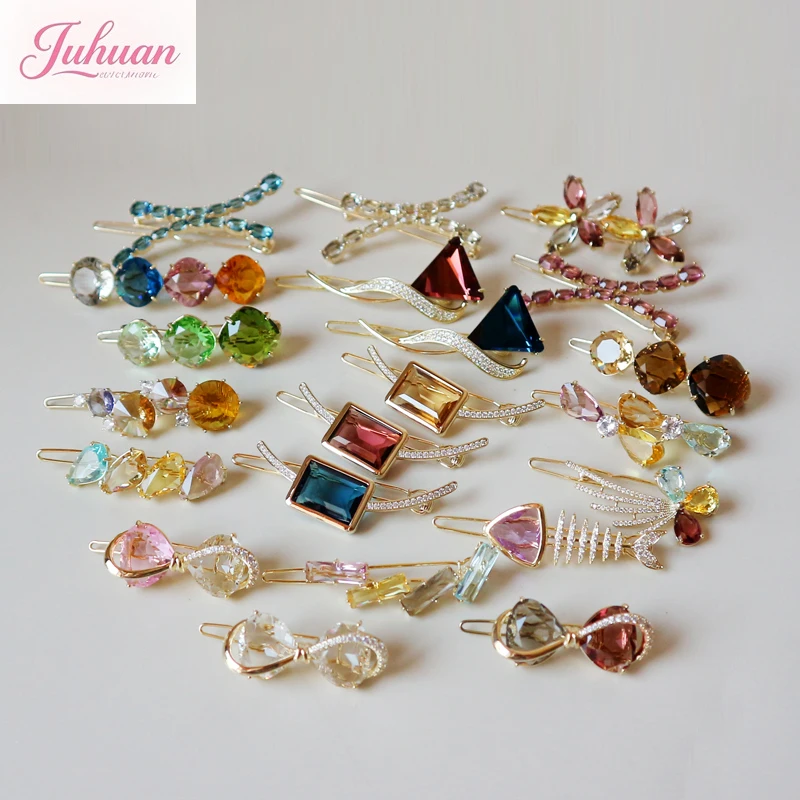 

Japan Heavy Industries Exquisite Candy Color Rhinestone Frog Buckle One-word Magazine Hairpin Edge Clip Hair Accessories women