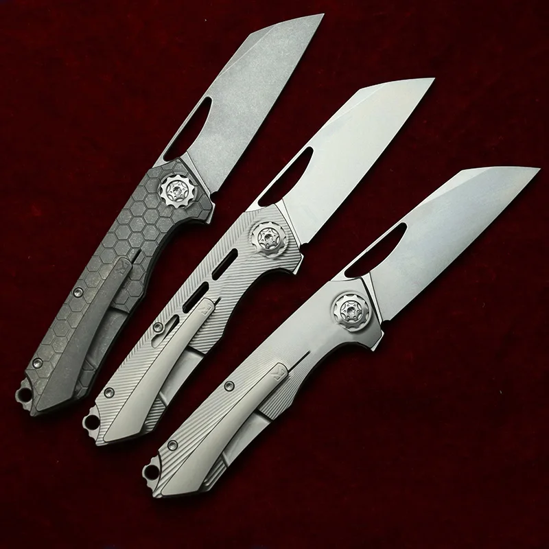 LEMIFSHE New Neutralizer  Titanium Handle Ceramic Bearing Pocket EDC Tool Kitchenware Hunt Camping 154CM Outdoor Folding Knife