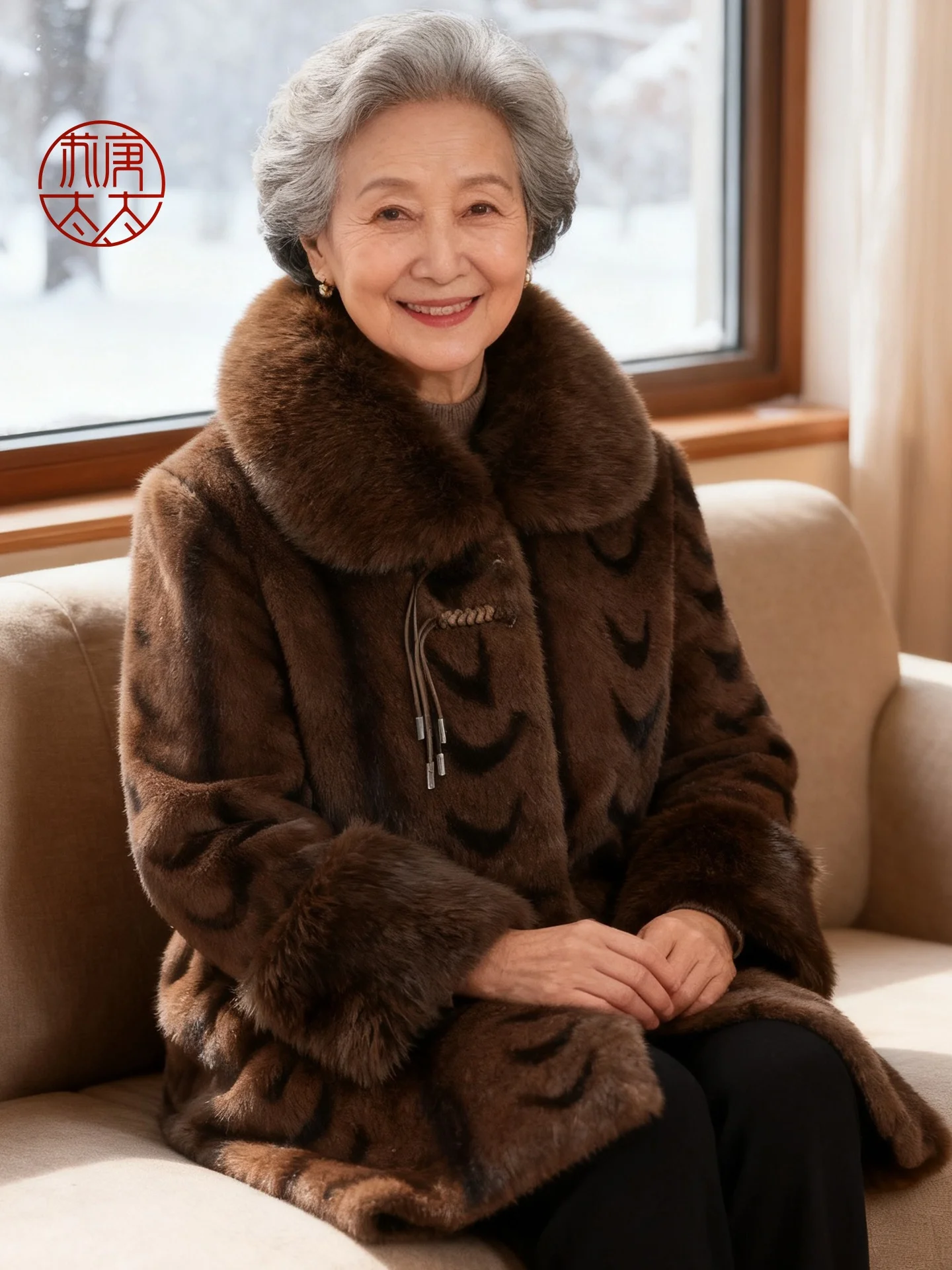 

New Chinese Sle Fce Lined Thiened Middle Length ly Women's Coat Warm Cotton Padded Jaet for Older Women