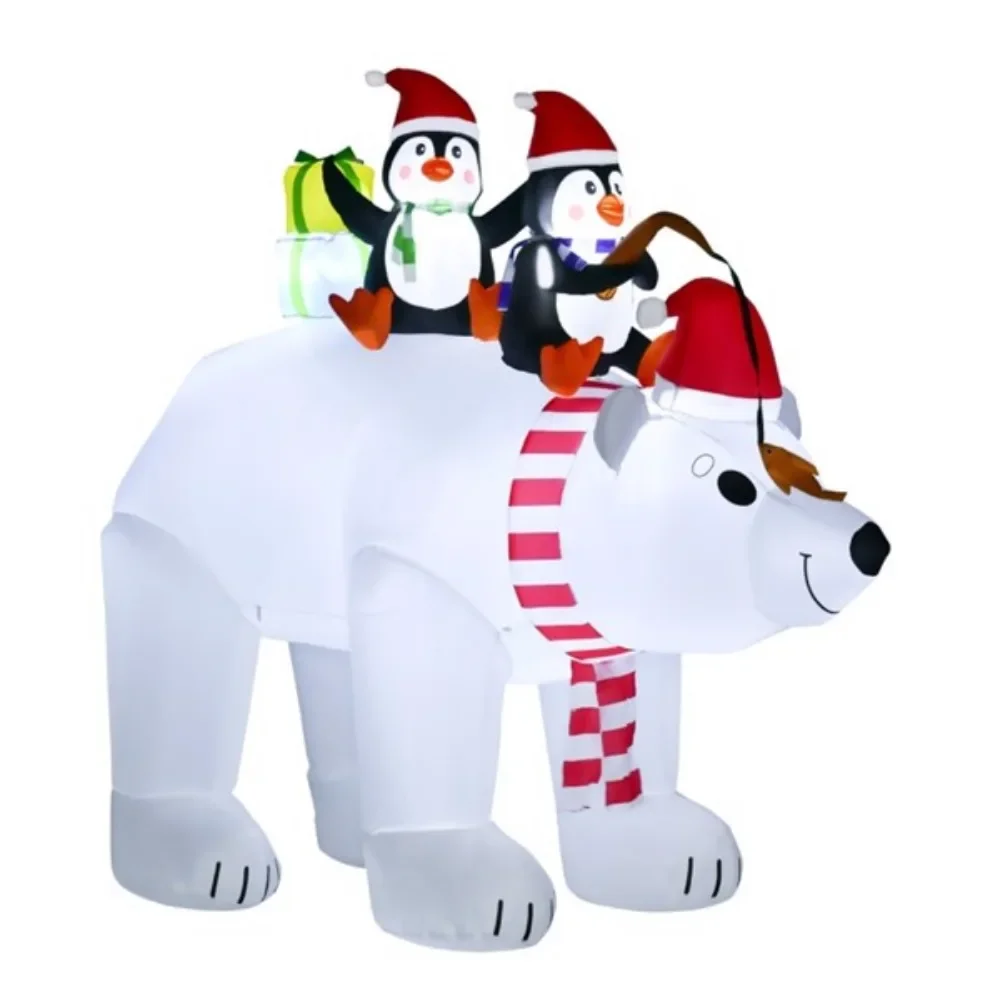 

Polar bear and penguin inflatable toys create a festive atmosphere, and 8 white LED light clusters create a vibrant effect