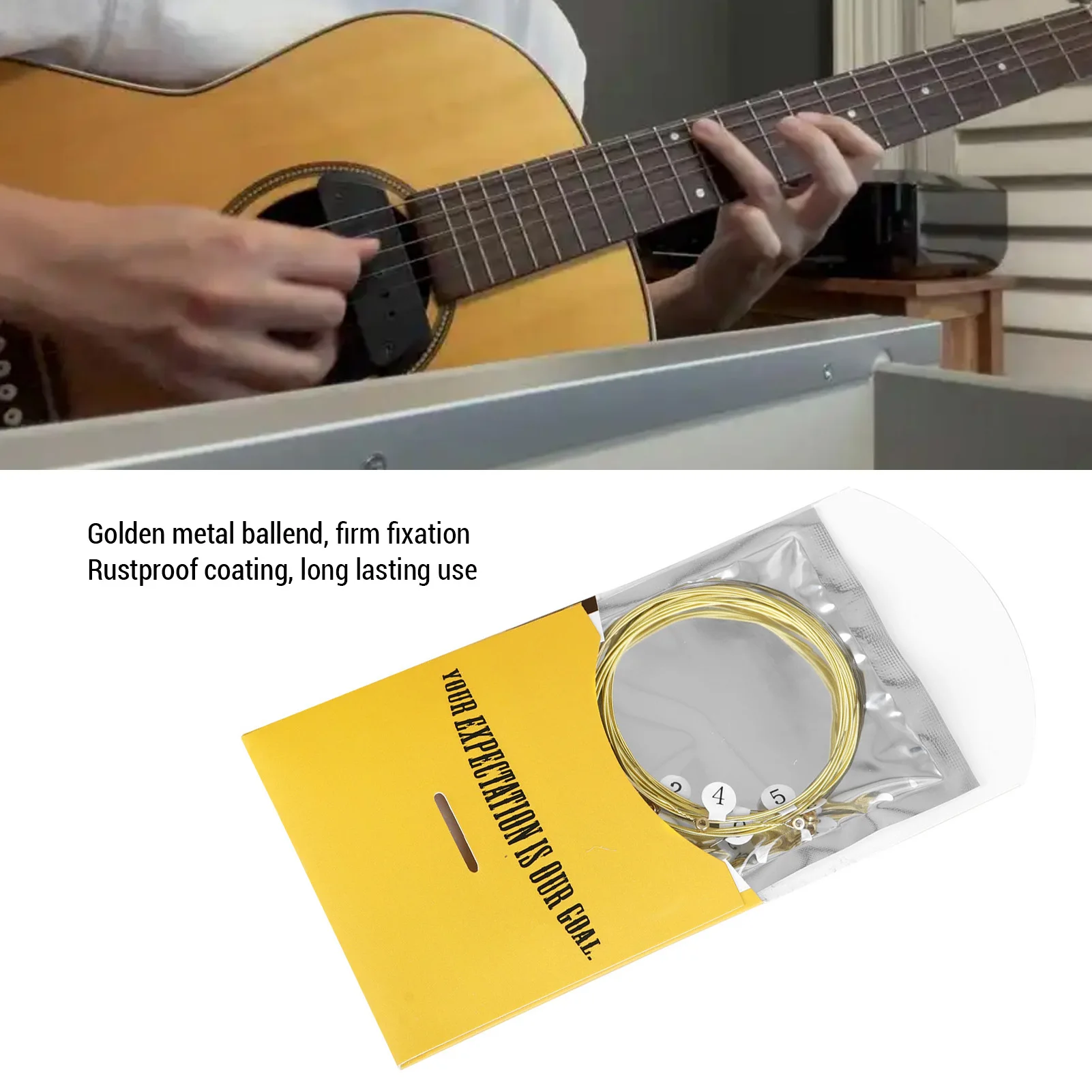 Gitarrensaiten-Set, 6, Gitarrensaiten mit Kugelkopf, Phosphorbronze-Beschichtung, Ersatz für Akustikgitarren, Gitarrensaiten