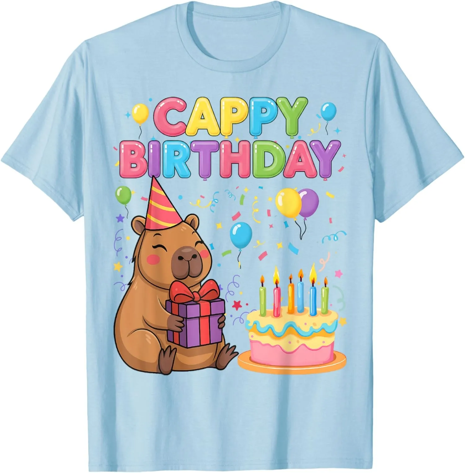 

Забавная крутая футболка унисекс для вечеринок с надписью «Капибара для влюбленных с днем рождения»