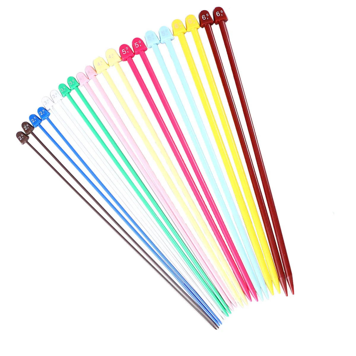 10Pairs 25Cm Single Pointed Knitting Needles ABS Plastic Steel Wire Comfort Grip Ultra Smooth Surface 2.0 to 6.5mm 11 Size Range